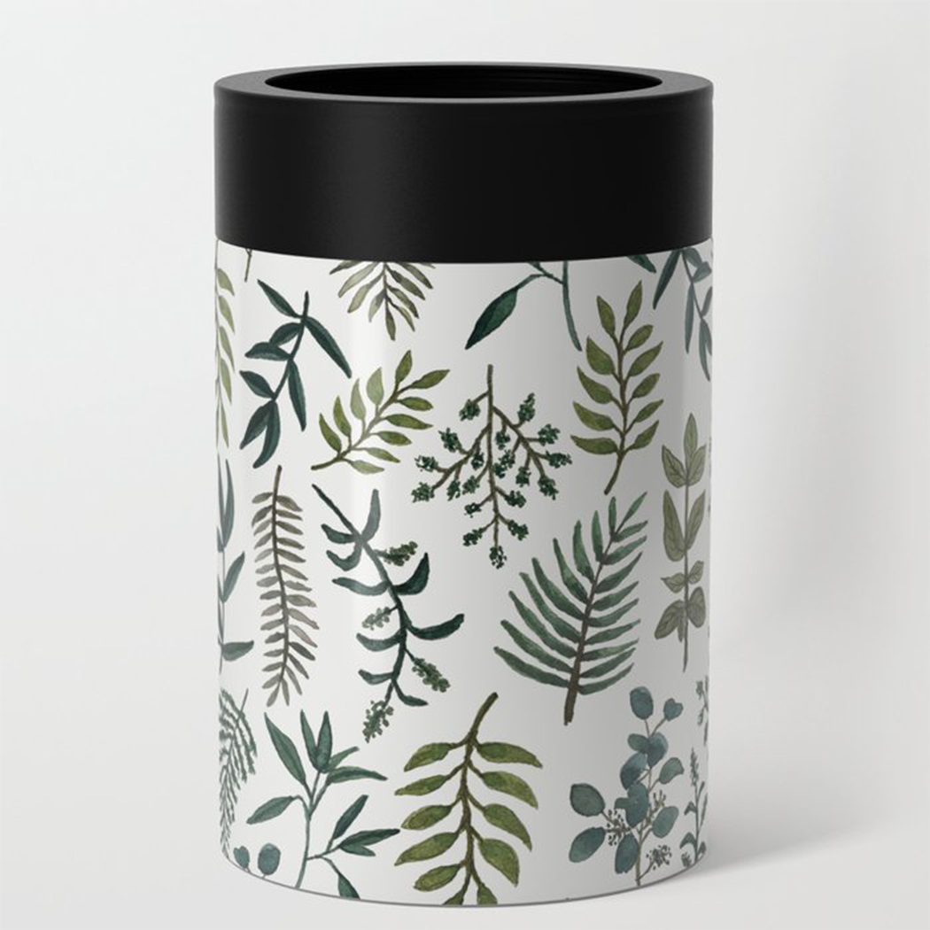 Fern Watercolor Can Cooler